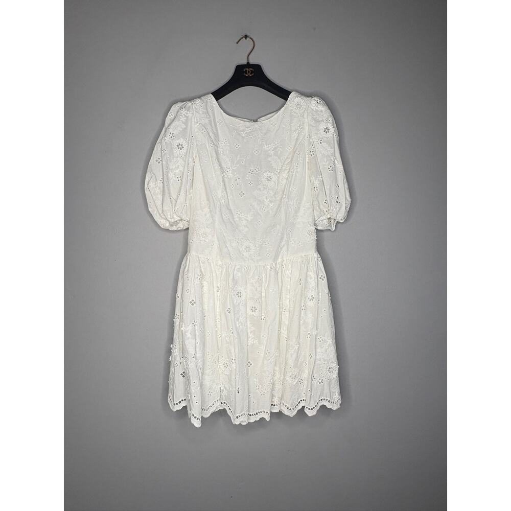 NWOT Marchesa Notte Women's Size 14 White Babydoll Mini Dress Lace Elegant